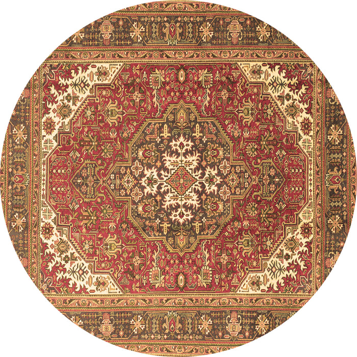 Round Machine Washable Persian Brown Traditional Rug, wshtr179brn