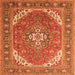 Round Machine Washable Persian Orange Traditional Area Rugs, wshtr179org