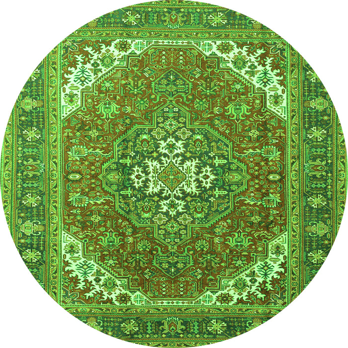 Square Persian Green Traditional Rug, tr179grn