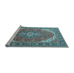 Sideview of Machine Washable Persian Light Blue Traditional Rug, wshtr179lblu
