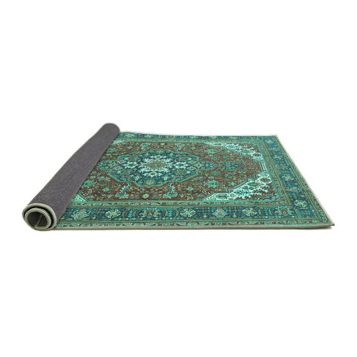 Sideview of Persian Turquoise Traditional Rug, tr179turq