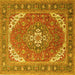 Square Machine Washable Persian Yellow Traditional Rug, wshtr179yw