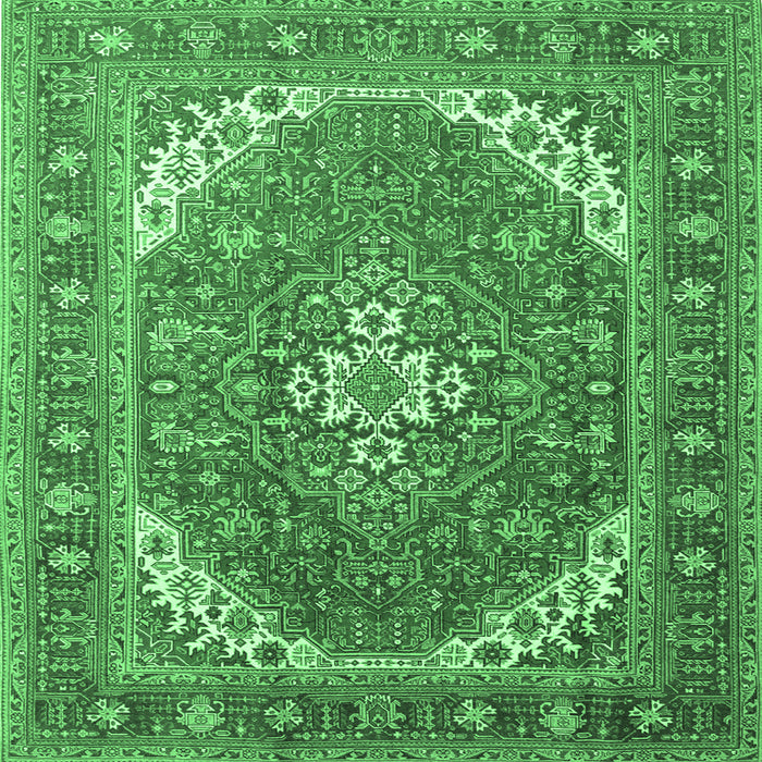 Square Persian Emerald Green Traditional Rug, tr179emgrn