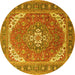 Round Machine Washable Persian Yellow Traditional Rug, wshtr179yw