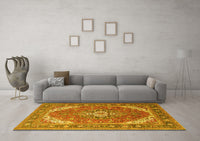 Machine Washable Persian Yellow Traditional Rug, wshtr179yw