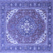 Square Machine Washable Persian Blue Traditional Rug, wshtr179blu