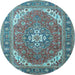 Round Machine Washable Persian Light Blue Traditional Rug, wshtr179lblu