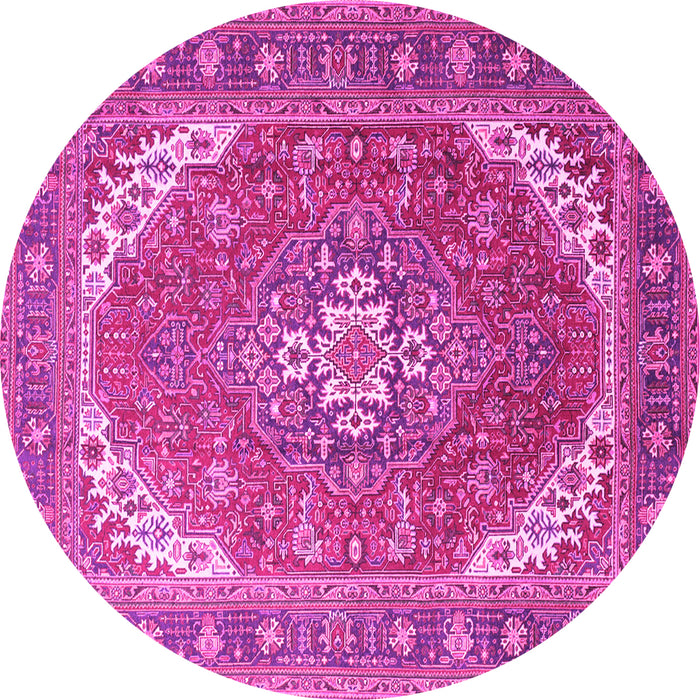 Round Machine Washable Persian Pink Traditional Rug, wshtr179pnk