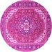 Round Machine Washable Persian Pink Traditional Rug, wshtr179pnk