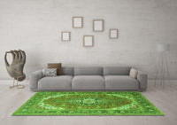 Machine Washable Persian Green Traditional Rug, wshtr179grn