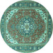 Round Persian Turquoise Traditional Rug, tr179turq