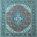 Square Machine Washable Persian Light Blue Traditional Rug, wshtr179lblu