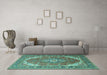 Machine Washable Persian Turquoise Traditional Area Rugs in a Living Room,, wshtr179turq