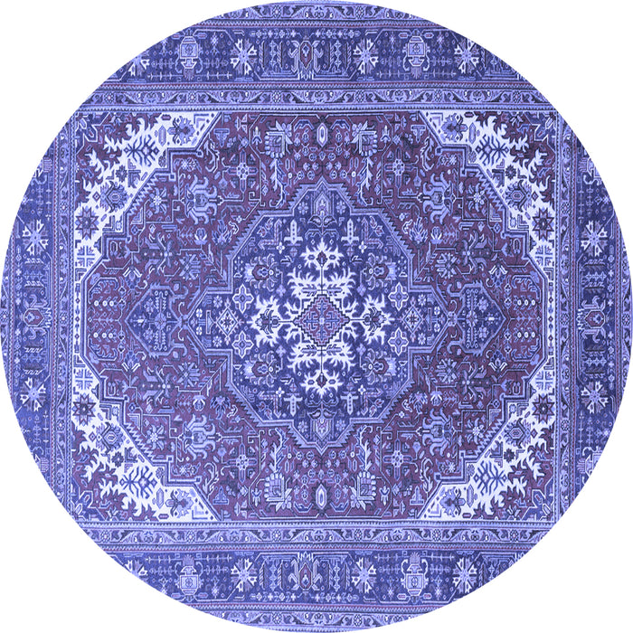 Round Persian Blue Traditional Rug, tr179blu
