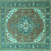 Square Machine Washable Persian Turquoise Traditional Area Rugs, wshtr179turq