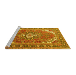 Sideview of Machine Washable Persian Yellow Traditional Rug, wshtr179yw