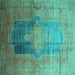 Square Medallion Turquoise Traditional Rug, tr17turq