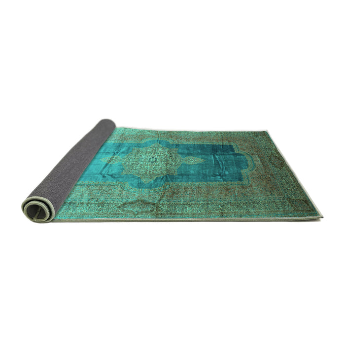 Sideview of Medallion Turquoise Traditional Rug, tr17turq