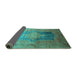 Sideview of Medallion Turquoise Traditional Rug, tr17turq