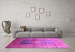 Machine Washable Medallion Pink Traditional Rug in a Living Room, wshtr17pnk