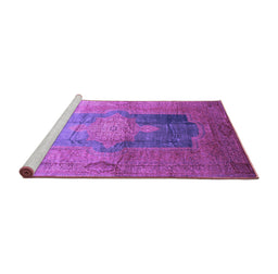 Sideview of Machine Washable Medallion Purple Traditional Area Rugs, wshtr17pur