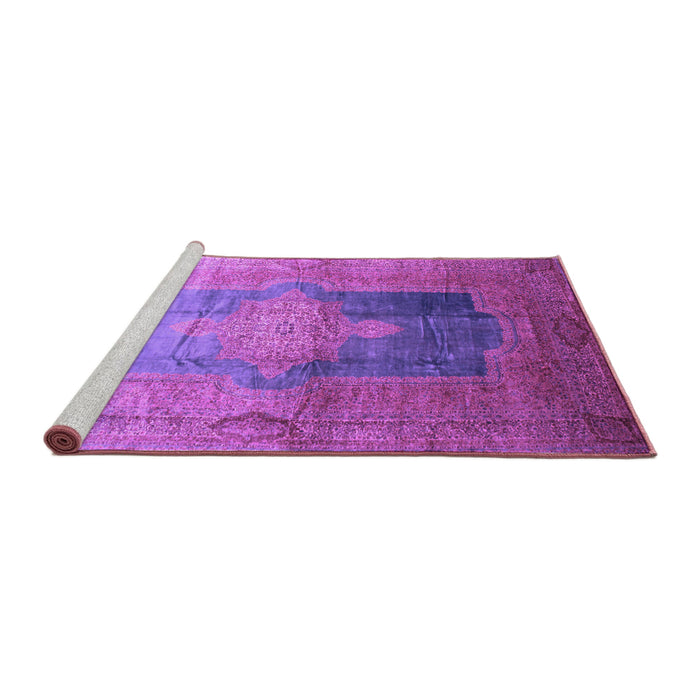 Sideview of Machine Washable Medallion Purple Traditional Area Rugs, wshtr17pur