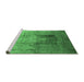 Sideview of Machine Washable Medallion Emerald Green Traditional Area Rugs, wshtr17emgrn