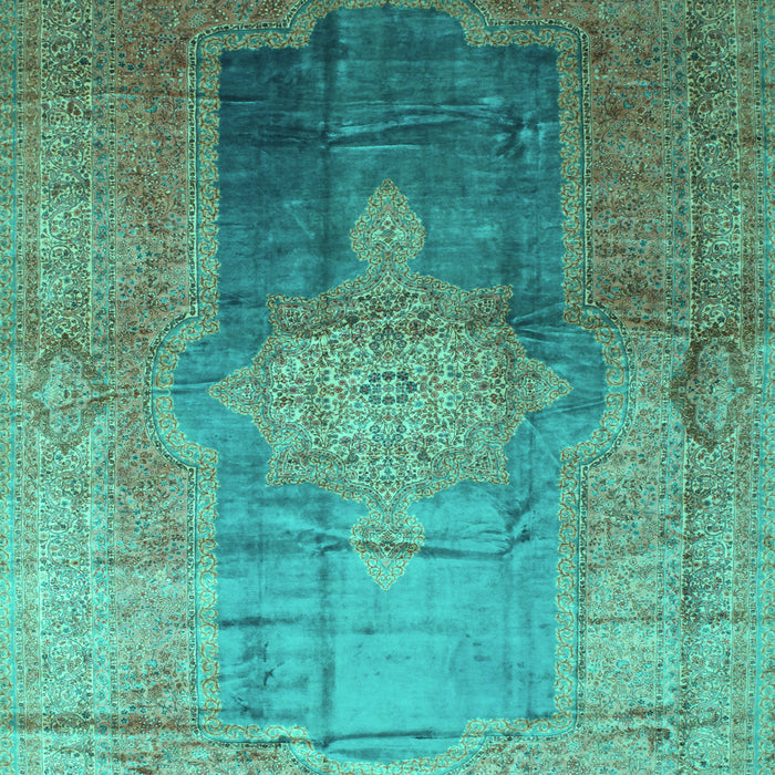 Machine Washable Medallion Turquoise Traditional Area Rugs, wshtr17turq