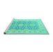 Sideview of Machine Washable Oriental Turquoise Traditional Area Rugs, wshtr1800turq