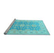 Sideview of Machine Washable Oriental Light Blue Traditional Rug, wshtr1800lblu