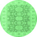 Round Oriental Emerald Green Traditional Rug, tr1800emgrn