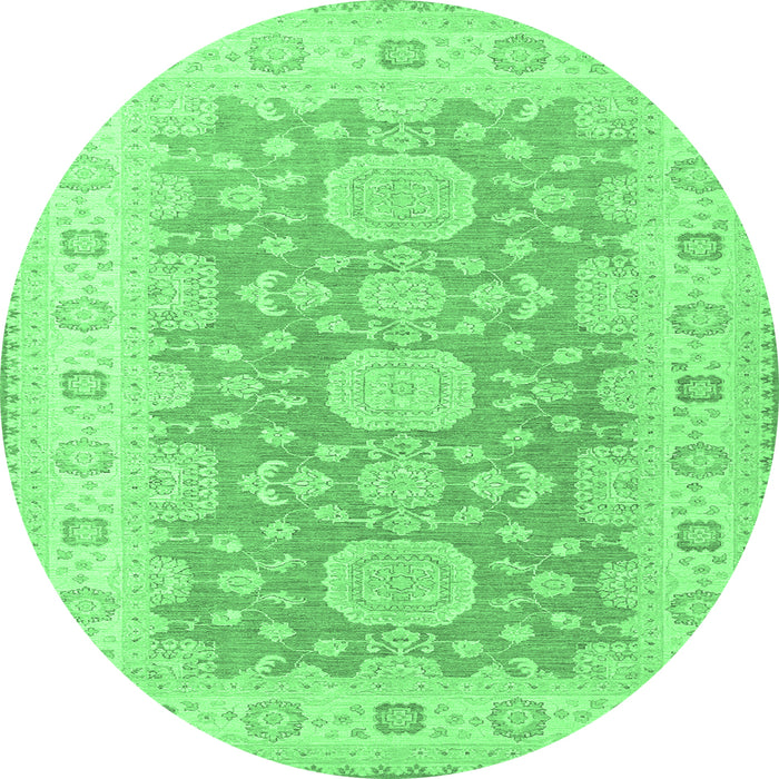 Round Machine Washable Oriental Emerald Green Traditional Area Rugs, wshtr1800emgrn
