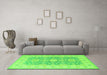 Machine Washable Oriental Green Traditional Area Rugs in a Living Room,, wshtr1800grn