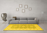 Machine Washable Oriental Yellow Traditional Rug, wshtr1800yw