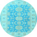 Round Oriental Light Blue Traditional Rug, tr1800lblu