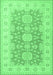 Machine Washable Oriental Emerald Green Traditional Area Rugs, wshtr1800emgrn