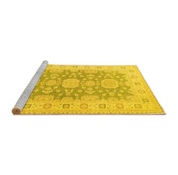 Sideview of Machine Washable Oriental Yellow Traditional Rug, wshtr1800yw