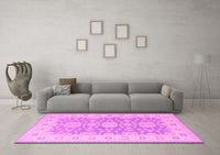 Machine Washable Oriental Pink Traditional Rug, wshtr1800pnk