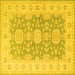 Square Machine Washable Oriental Yellow Traditional Rug, wshtr1800yw