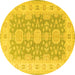 Round Machine Washable Oriental Yellow Traditional Rug, wshtr1800yw