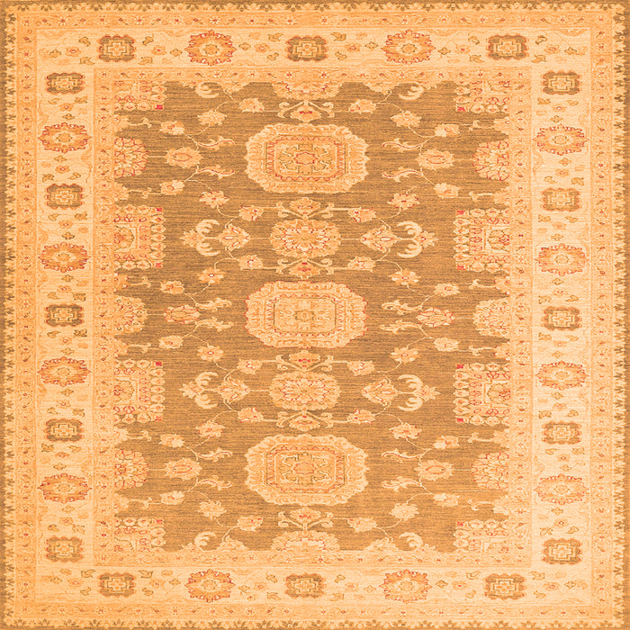 Round Machine Washable Oriental Orange Traditional Area Rugs, wshtr1800org