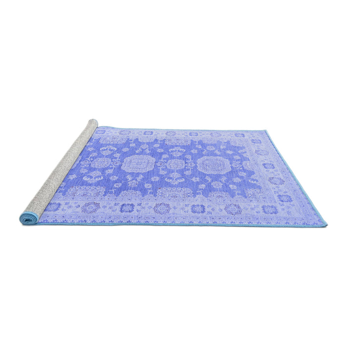 Sideview of Machine Washable Oriental Blue Traditional Rug, wshtr1800blu