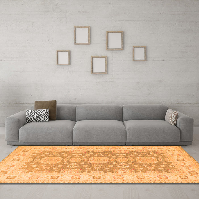 Machine Washable Oriental Orange Traditional Area Rugs in a Living Room, wshtr1800org