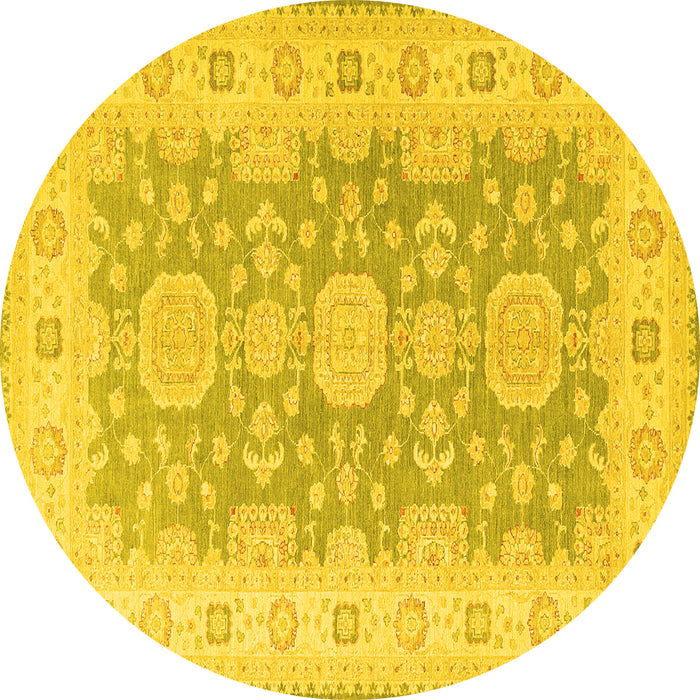Round Oriental Yellow Traditional Rug, tr1800yw