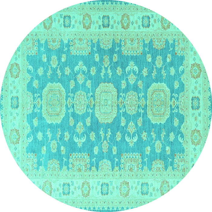 Round Oriental Turquoise Traditional Rug, tr1800turq
