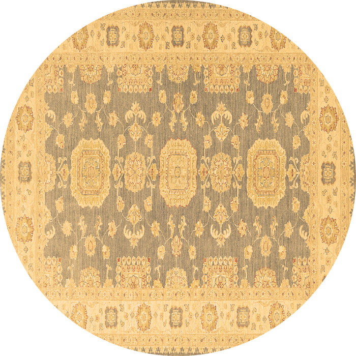 Round Oriental Brown Traditional Rug, tr1800brn