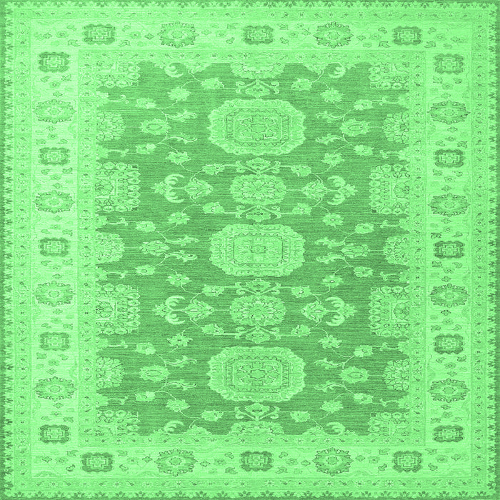 Square Oriental Emerald Green Traditional Rug, tr1800emgrn