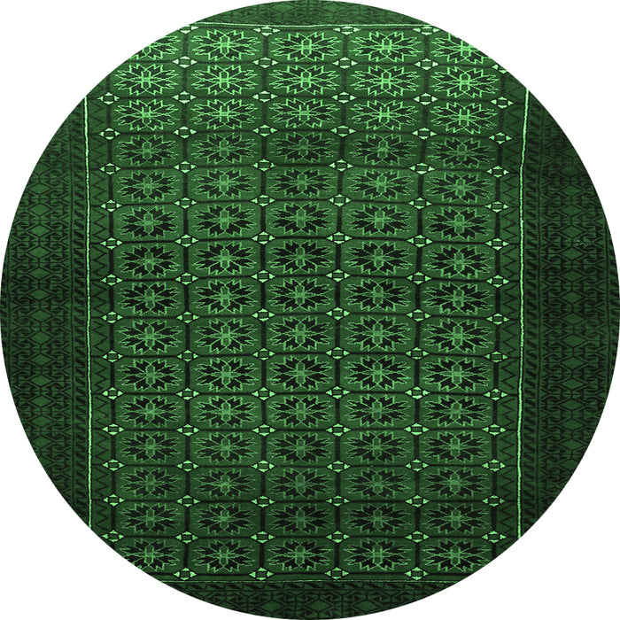 Round Machine Washable Persian Emerald Green Traditional Area Rugs, wshtr1801emgrn