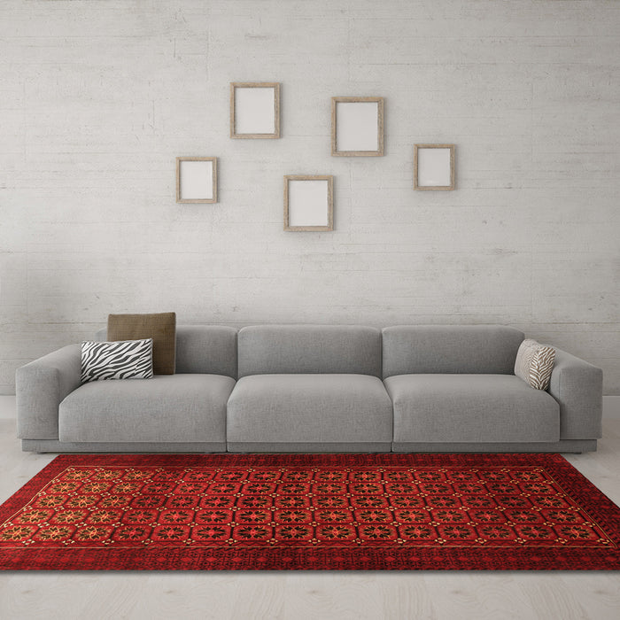 Machine Washable Persian Orange Traditional Area Rugs in a Living Room, wshtr1801org