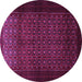 Round Machine Washable Persian Purple Traditional Area Rugs, wshtr1801pur